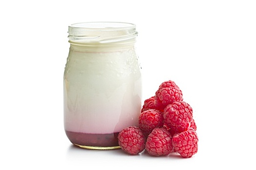 酸奶,罐,树莓