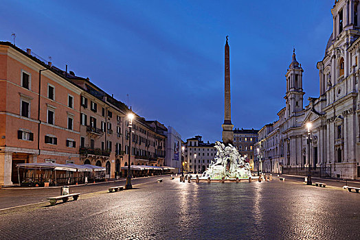 四个,河,喷泉,建筑师,纳佛那广场,罗马,拉齐奥,意大利