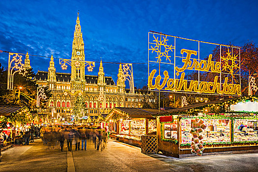 圣诞市场,正面,城市,维也纳,奥地利