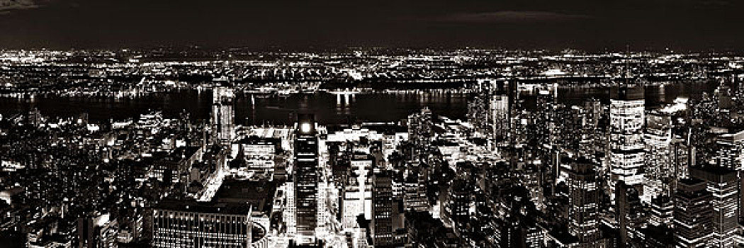 纽约,西部,夜晚,城市,全景,风景