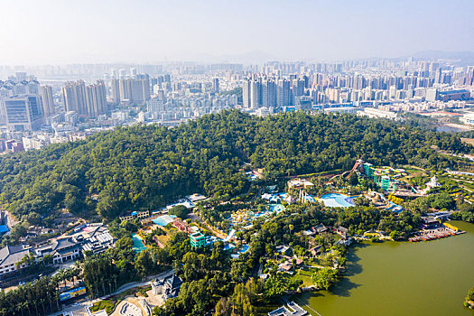 航拍广东珠海圆明新园景区