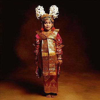 印度尼西亚,巴厘岛,雷贡舞,满,服饰
