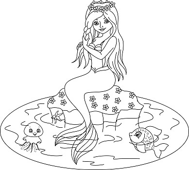美人鱼,插画,可爱,女孩