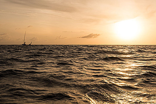 日落,渔船,印度洋