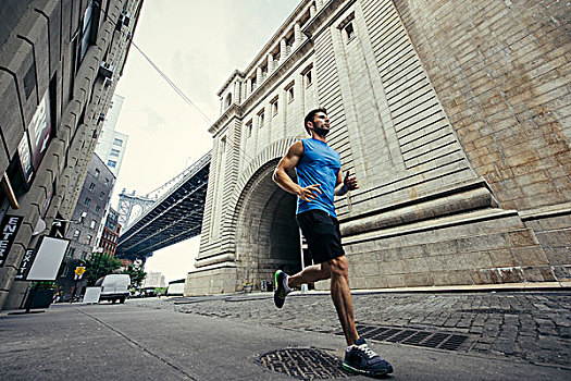 男青年,跑步,跑,布鲁克林,纽约,美国