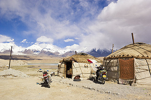 蒙古包,山峦,新疆,区域,中国