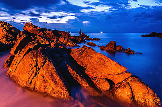 海景,彩色,黎明,暗色