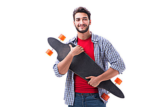年轻,玩滑板,滑板,隔绝,白色背景,背景