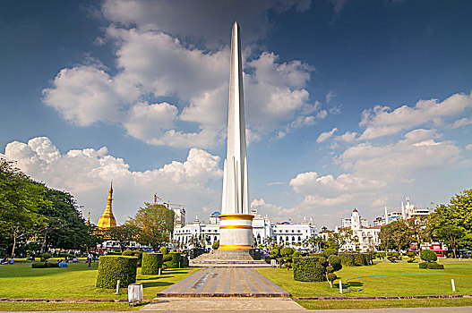国家,独立纪念碑,公园,花园,市区,仰光,缅甸,亚洲