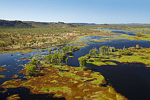 湿地,卡卡杜国家公园,北领地州,澳大利亚,俯视