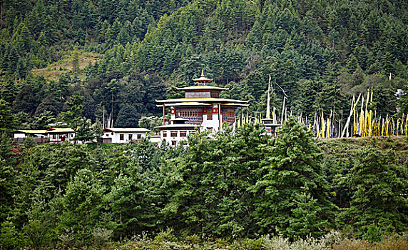 佛教,寺院,布姆唐,山谷,不丹,亚洲