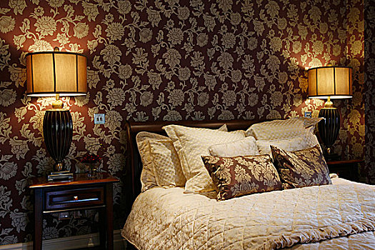 照亮,灯,双人床,传统风格,卧室