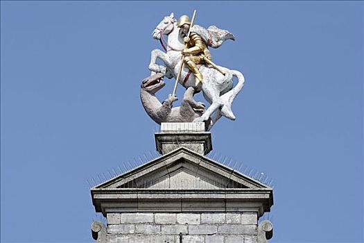 龙,骑马雕像,屋顶,米德尔堡,荷兰