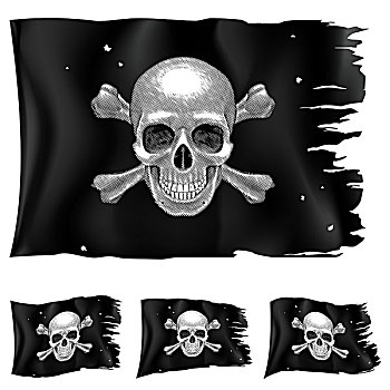 三个,海盗,旗帜