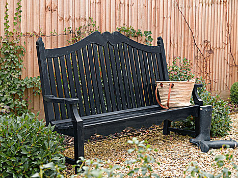 黑色,涂绘,木制长椅,座椅,花园