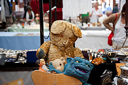 英格兰,伦敦,格林威治,老,泰迪熊,玩具,出售,货摊,市场