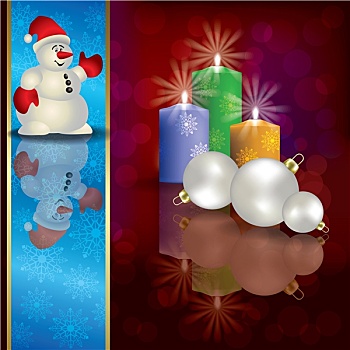 圣诞节,背景,雪人,装饰,蜡烛