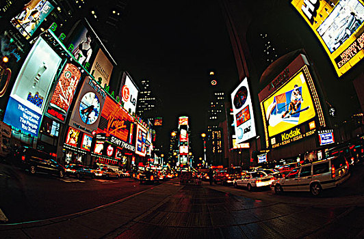 美国,纽约,时代广场,光亮,夜晚
