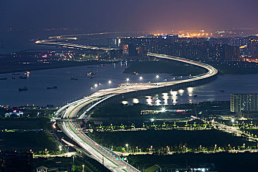 中国广东深圳前海自贸区都市夜景