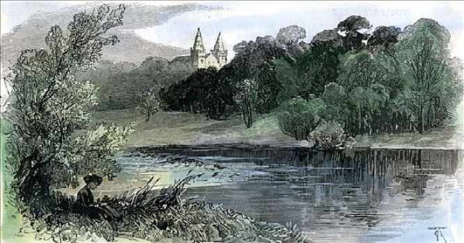 大教堂,河,阿伯丁,苏格兰