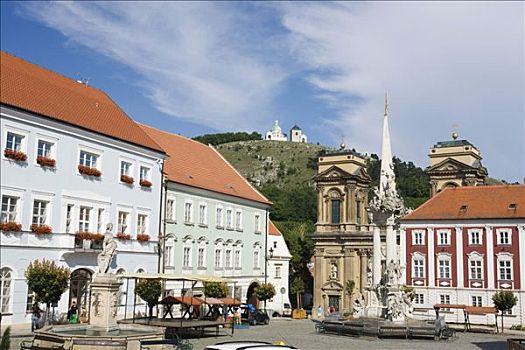 市政厅,教堂,神圣,山,地区,南摩拉维亚,捷克共和国,欧洲