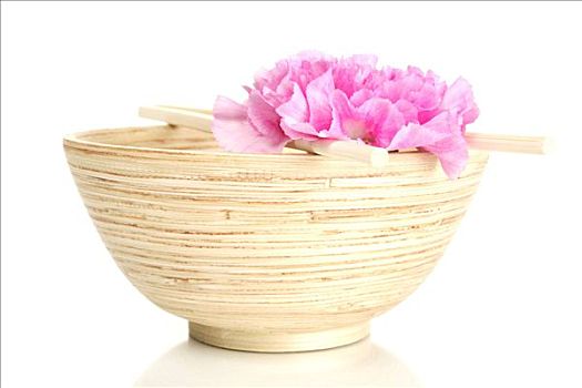 木碗,康乃馨,花,筷子