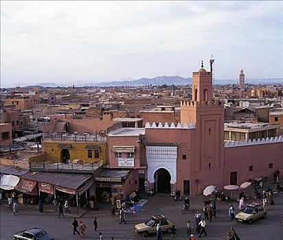 地点,城墙,大门,人,马拉喀什,摩洛哥,北非