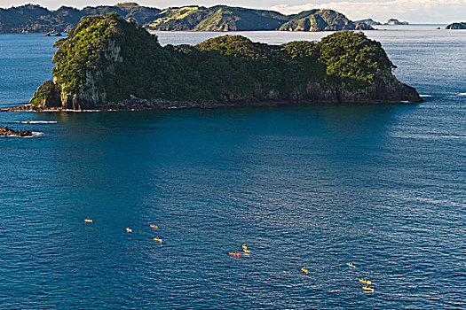 俯拍,皮划艇,划船,科罗曼德尔,半岛,大教堂,小湾,新西兰