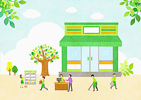 生活方式,工人,便利店