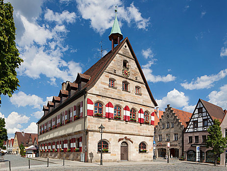 老市政厅,市场,广场,中间,弗兰克尼亚,巴伐利亚,德国,欧洲