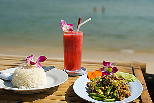 特色,泰国,食物,海滩,餐馆,亚洲