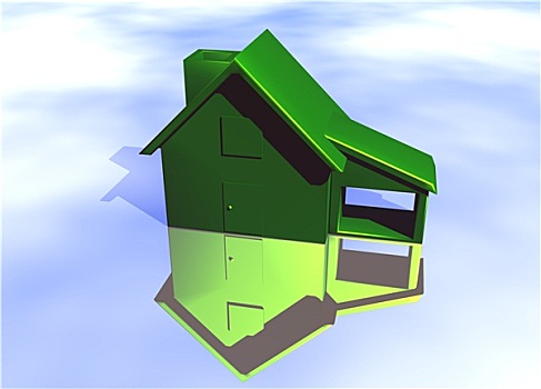 绿色,环境,房子,模型
