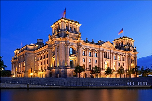 德国国会大厦,柏林,夜晚