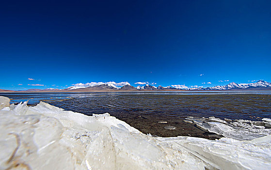 雪山下的湖泊