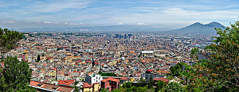 城市,风景,维苏威火山,后面,那不勒斯,坎帕尼亚区,意大利,欧洲