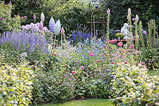 蓝色,婆婆纳属植物,毛地黄,紫堇属,装饰,花,花园