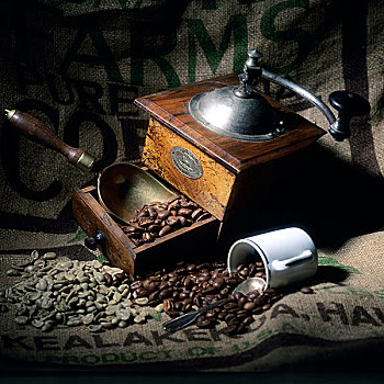 咖啡研磨机,咖啡杯,咖啡