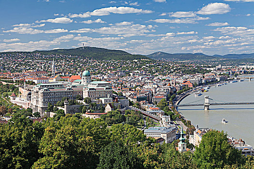 风景,山,城堡,多瑙河,布达佩斯,匈牙利