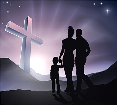 复活节,基督教,十字架,家庭