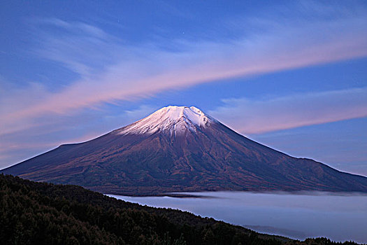 云海,山,富士山,早晨