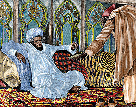 苏丹,摩洛哥,1894年,朝代,调度,世纪,雕刻,彩色