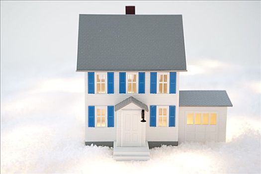 房屋模型,假的,雪