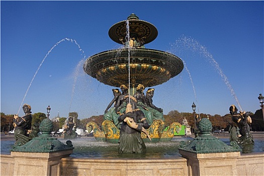 喷泉,协和飞机,广场,巴黎,法国