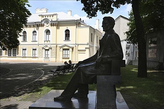 雕塑,正面,总统府,考纳斯,立陶宛,波罗的海国家,欧洲