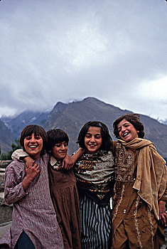 学童,乡村,北方地区,巴基斯坦,七月,2005年