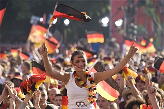 爱好者,德国,旗帜,看,游戏,足球,柏林,狂热,英里,欧洲