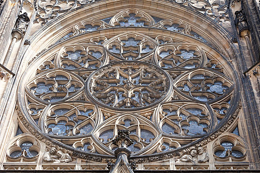 14世纪,大教堂,圆花窗,建筑,布拉格,捷克共和国