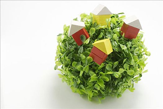 微型,房子,塑料制品,植物