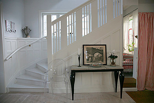 灵异,透明,椅子,靠近,边桌,走廊,楼梯