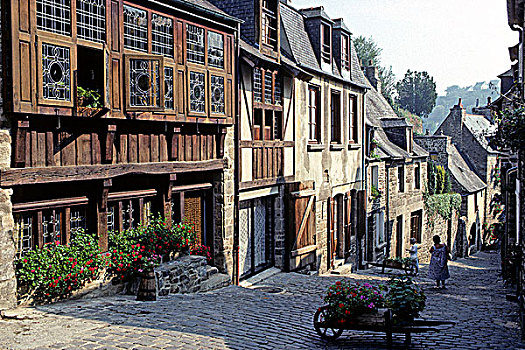 法国,布列塔尼,中世纪城市,堡垒,街道